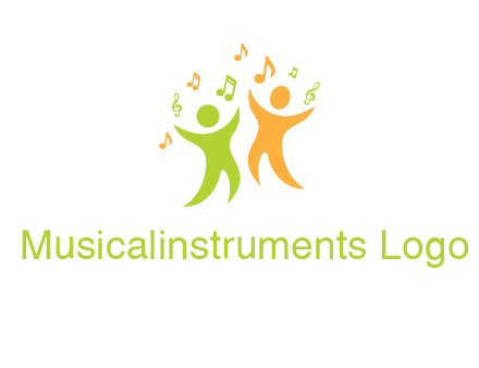 swoosh kids playing with music notes logo