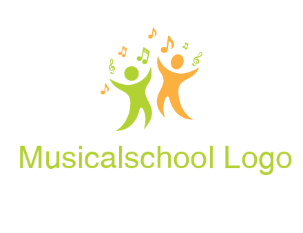 swoosh kids playing with music notes logo