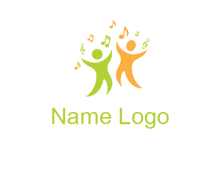 swoosh kids playing with music notes logo