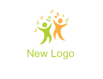 swoosh kids playing with music notes logo
