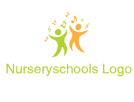 swoosh kids playing with music notes logo
