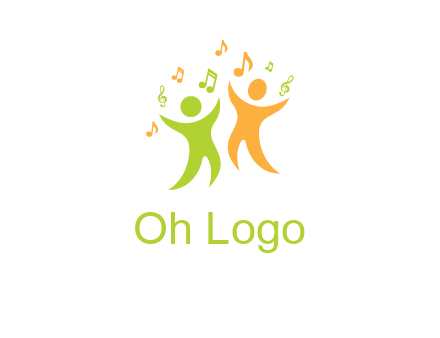 swoosh kids playing with music notes logo