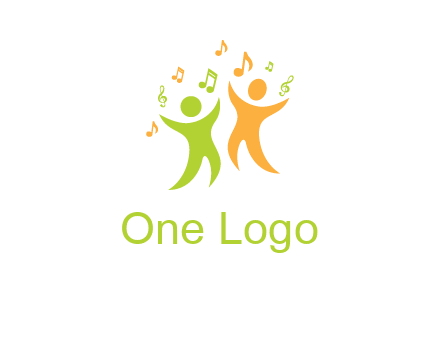 swoosh kids playing with music notes logo