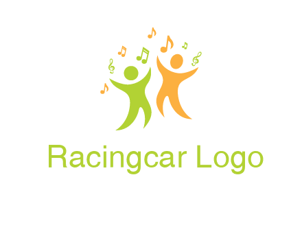 swoosh kids playing with music notes logo