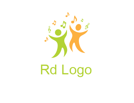 swoosh kids playing with music notes logo