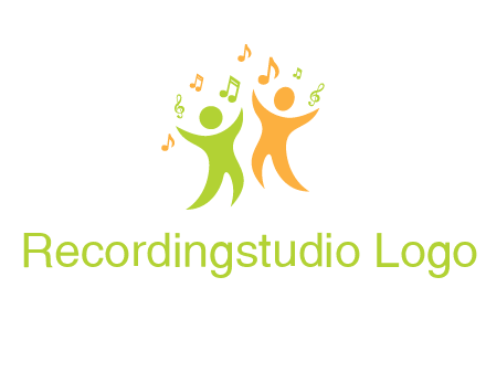 swoosh kids playing with music notes logo