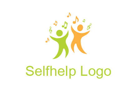 swoosh kids playing with music notes logo