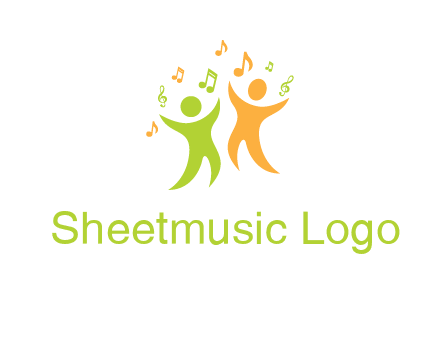 swoosh kids playing with music notes logo