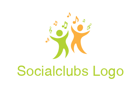 swoosh kids playing with music notes logo