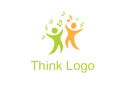 swoosh kids playing with music notes logo