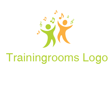 swoosh kids playing with music notes logo