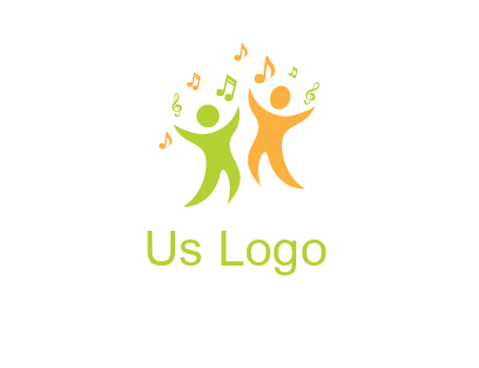 swoosh kids playing with music notes logo