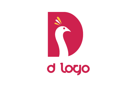 peacock face in letter D logo
