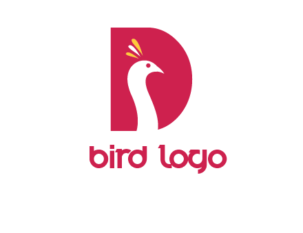 peacock face in letter D logo