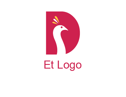 peacock face in letter D logo