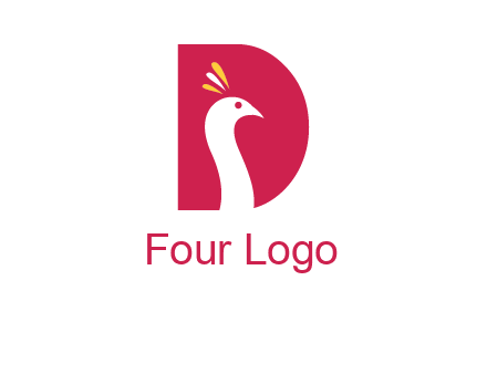peacock face in letter D logo
