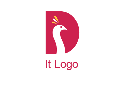 peacock face in letter D logo