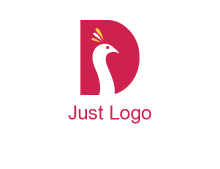 peacock face in letter D logo