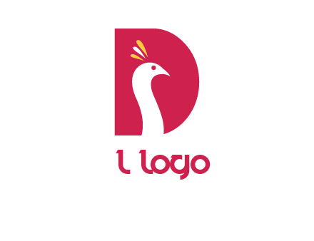 peacock face in letter D logo