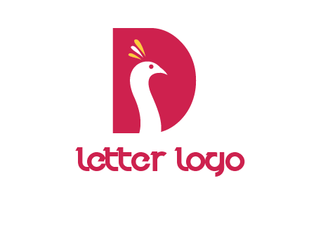 peacock face in letter D logo