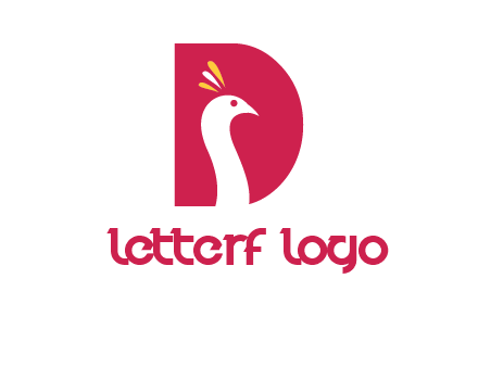 peacock face in letter D logo
