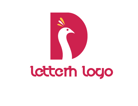 peacock face in letter D logo