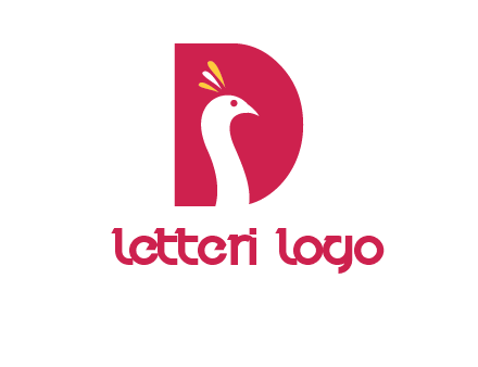 peacock face in letter D logo