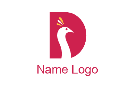 peacock face in letter D logo