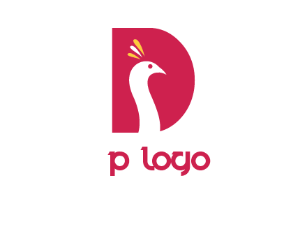 peacock face in letter D logo