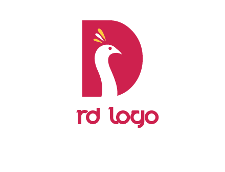 peacock face in letter D logo