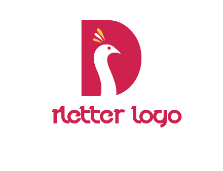 peacock face in letter D logo