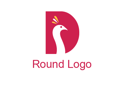 peacock face in letter D logo