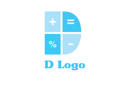 math signs in letter D logo
