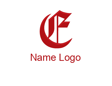 calligraphic letter E with crescent