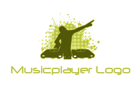 musician with disk jockey logo