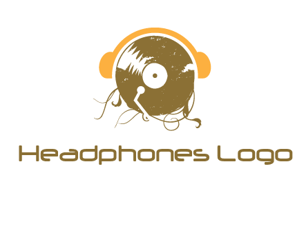 disc with headphones music logo