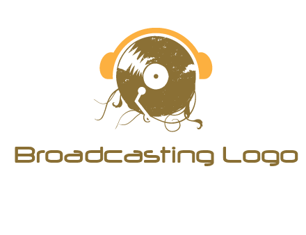 disc with headphones music logo