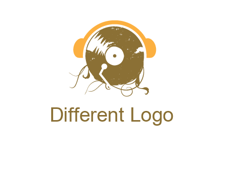 disc with headphones music logo