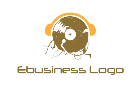 disc with headphones music logo
