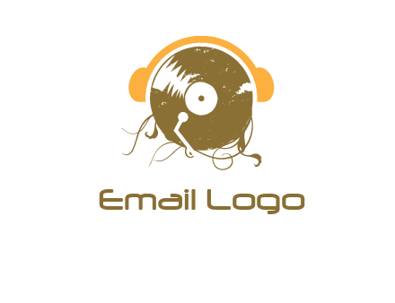 disc with headphones music logo