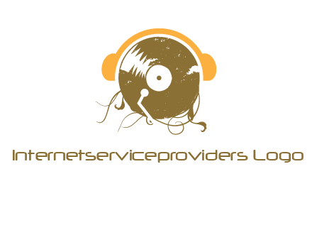 disc with headphones music logo