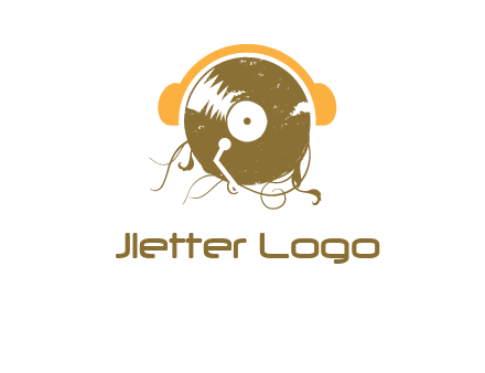 disc with headphones music logo