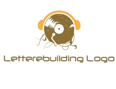 disc with headphones music logo