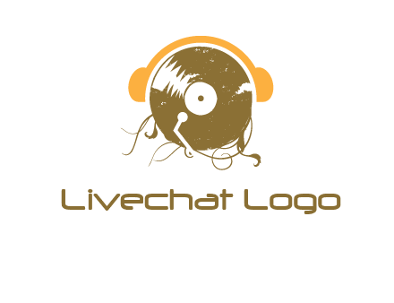 disc with headphones music logo