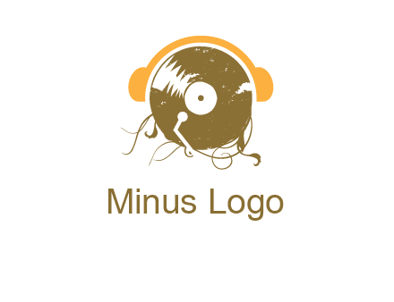 disc with headphones music logo