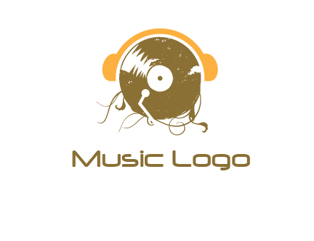 disc with headphones music logo