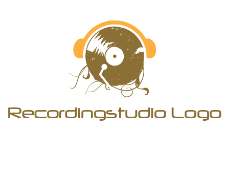 disc with headphones music logo