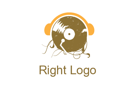disc with headphones music logo