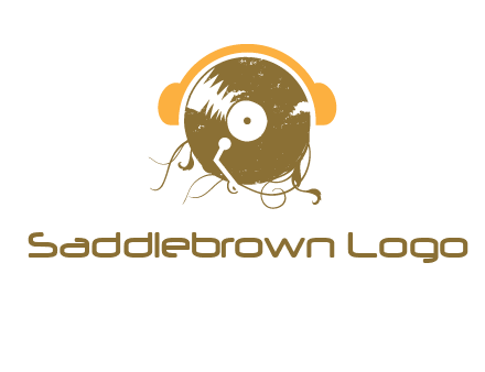 disc with headphones music logo