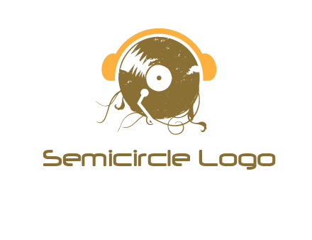 disc with headphones music logo